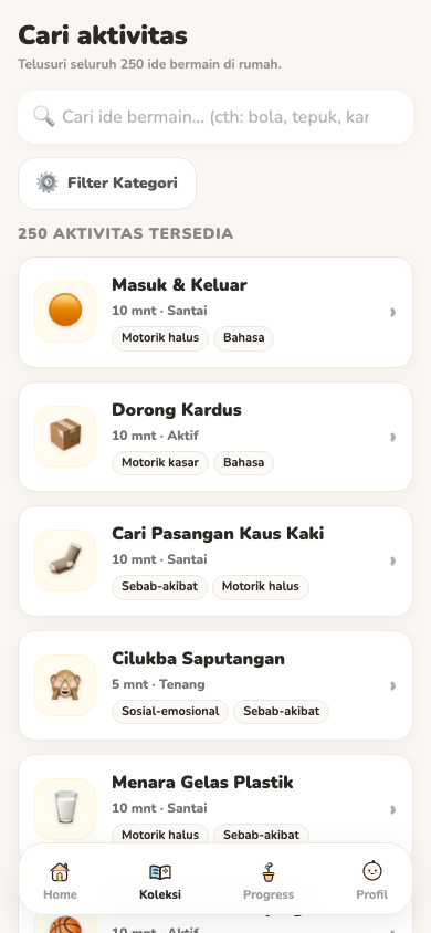 Tampilan Koleksi Ide Main
