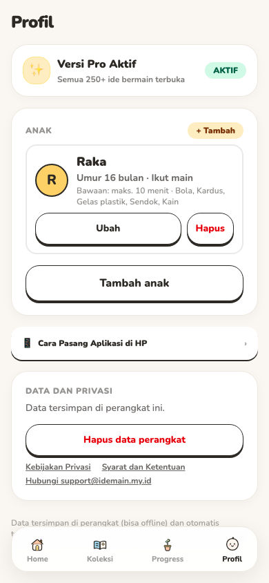 Tampilan Profil Akun